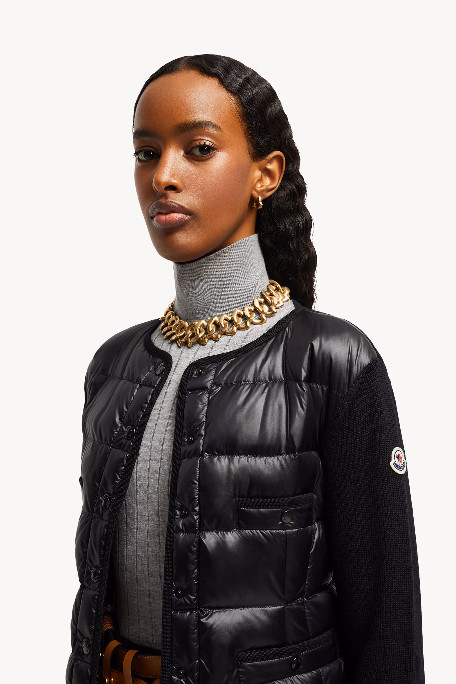 Padded Wool Cardigan Black Moncler 4
